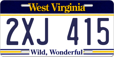 WV license plate 2XJ415