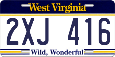 WV license plate 2XJ416