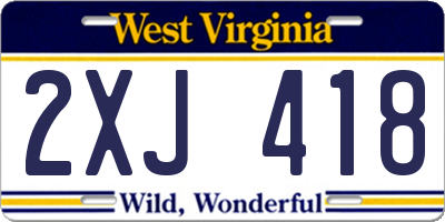 WV license plate 2XJ418