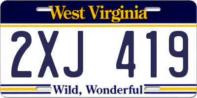 WV license plate 2XJ419