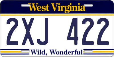 WV license plate 2XJ422