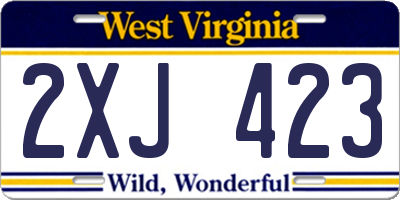 WV license plate 2XJ423
