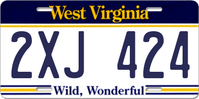 WV license plate 2XJ424