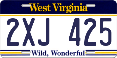 WV license plate 2XJ425