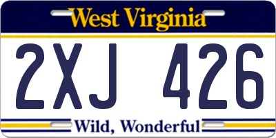 WV license plate 2XJ426