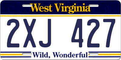 WV license plate 2XJ427