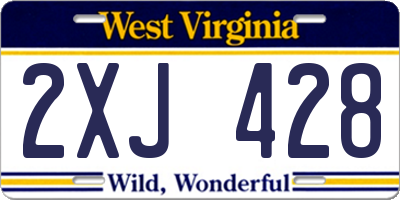 WV license plate 2XJ428