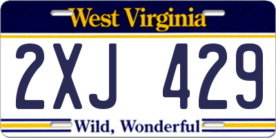 WV license plate 2XJ429