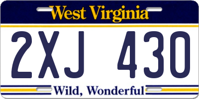 WV license plate 2XJ430