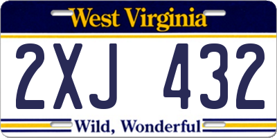 WV license plate 2XJ432