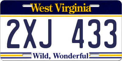 WV license plate 2XJ433