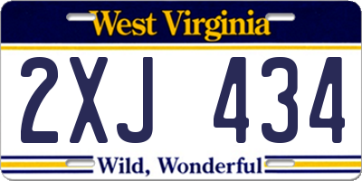 WV license plate 2XJ434
