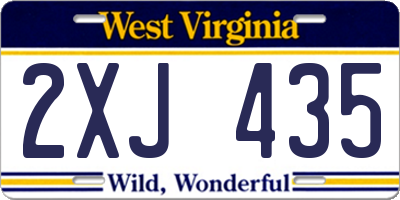 WV license plate 2XJ435