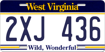 WV license plate 2XJ436