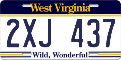 WV license plate 2XJ437