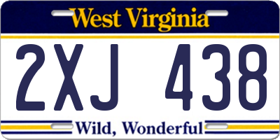 WV license plate 2XJ438