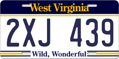 WV license plate 2XJ439