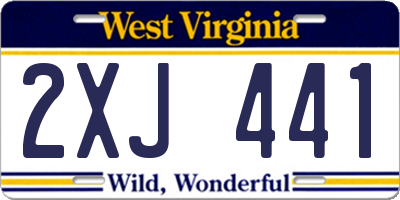 WV license plate 2XJ441