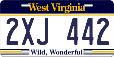 WV license plate 2XJ442