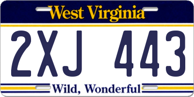 WV license plate 2XJ443