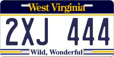 WV license plate 2XJ444