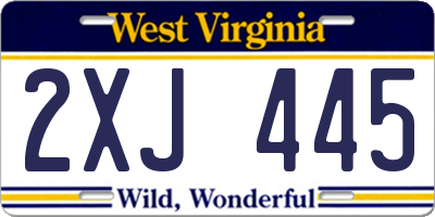WV license plate 2XJ445