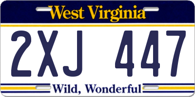 WV license plate 2XJ447
