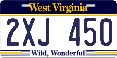 WV license plate 2XJ450
