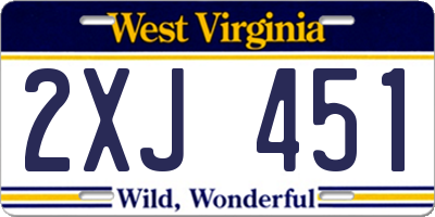 WV license plate 2XJ451