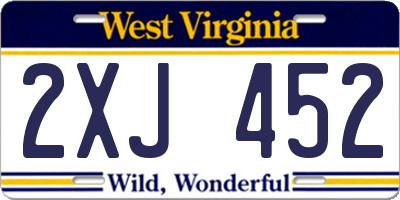 WV license plate 2XJ452
