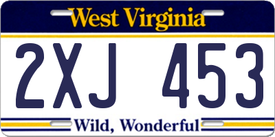 WV license plate 2XJ453