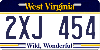 WV license plate 2XJ454