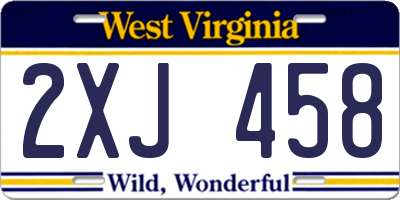WV license plate 2XJ458