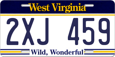WV license plate 2XJ459