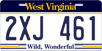 WV license plate 2XJ461