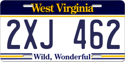 WV license plate 2XJ462