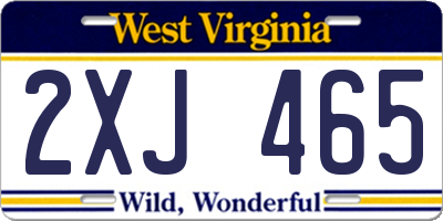 WV license plate 2XJ465