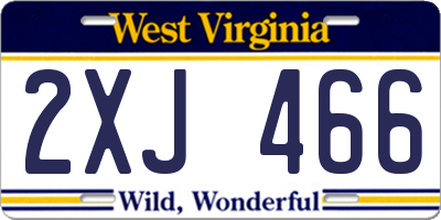 WV license plate 2XJ466