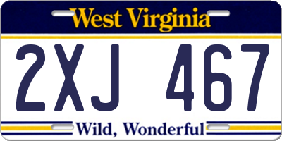 WV license plate 2XJ467