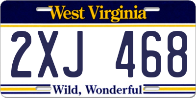 WV license plate 2XJ468