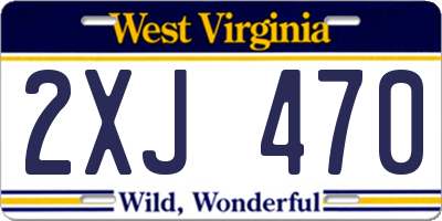 WV license plate 2XJ470