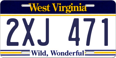 WV license plate 2XJ471