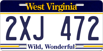 WV license plate 2XJ472