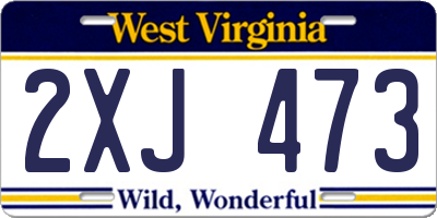 WV license plate 2XJ473
