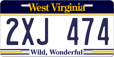 WV license plate 2XJ474
