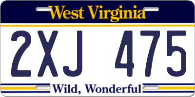 WV license plate 2XJ475