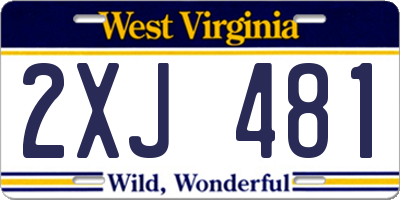 WV license plate 2XJ481
