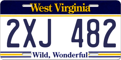 WV license plate 2XJ482
