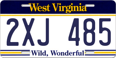 WV license plate 2XJ485