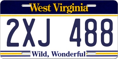 WV license plate 2XJ488